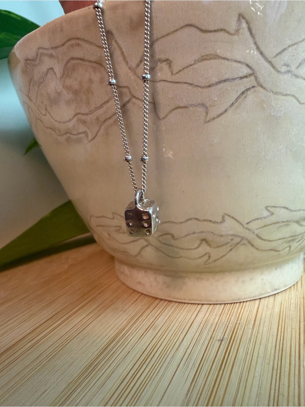 Sterling Silver Dice Pendant Necklace by Merewif